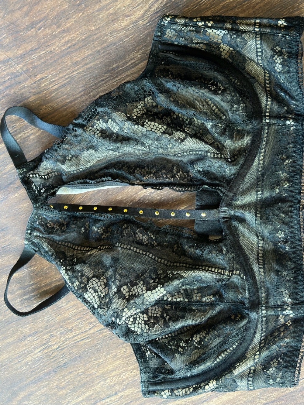 City Chic Black Lace and Nude Mesh Bralette